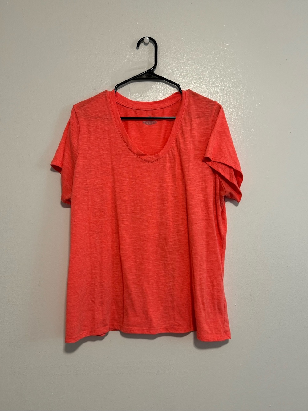 Women's Neon Coral Short Sleeve Scoop Neck Top